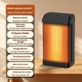 Black remote-controlled smart desktop heater showing compact design and control panel
