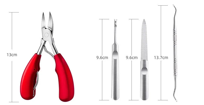 Stainless steel nail clippers with coloured ABS handles including black, blue, red, black and silver, and wine red options