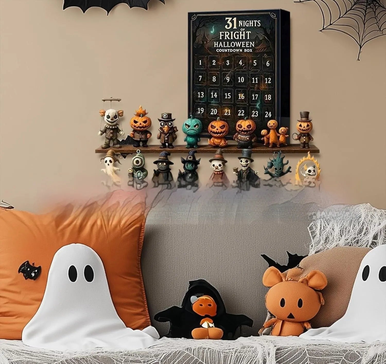 Halloween horror blind box advent calendar countdown box in plastic and resin