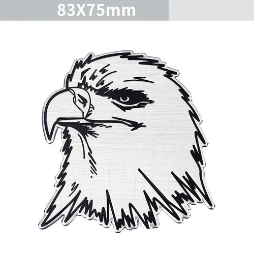 Aluminium car badge sticker featuring an eagle, lion, tiger, or wolf head design for vehicle exterior modification.