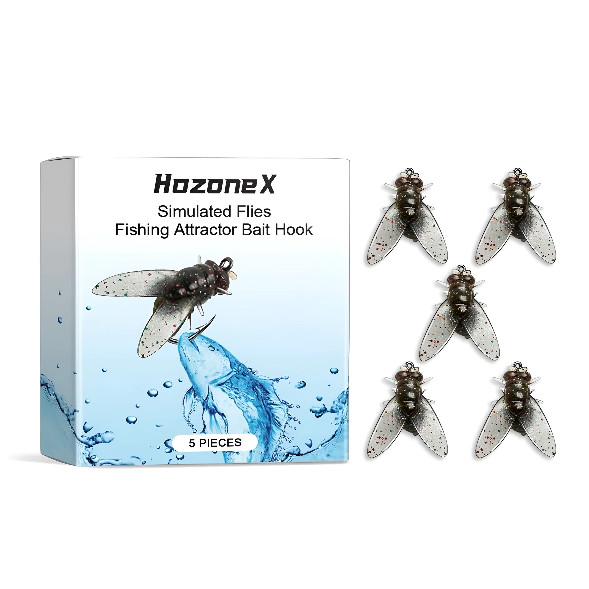 Five biomimetic insect soft bait fishing lures measuring 1.5 cm on white background