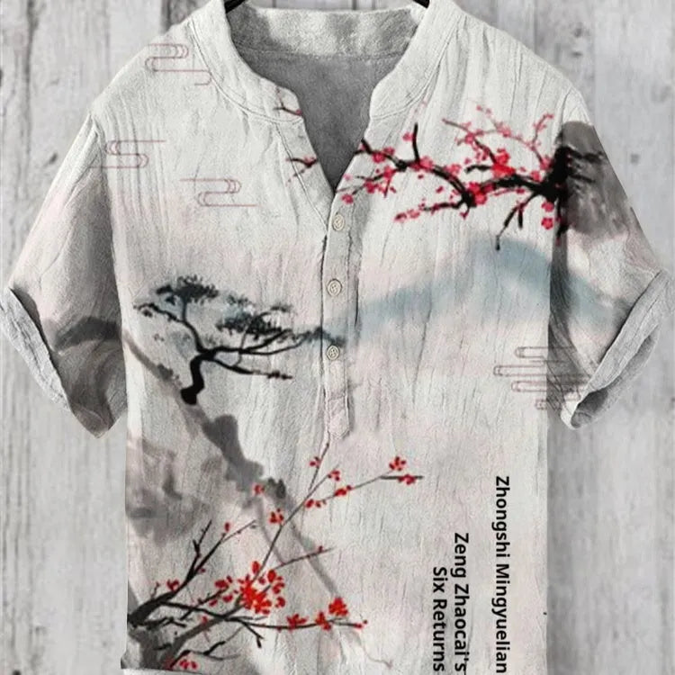 Men's 3D digital animal print short sleeve shirt showing graphic detail and colour options