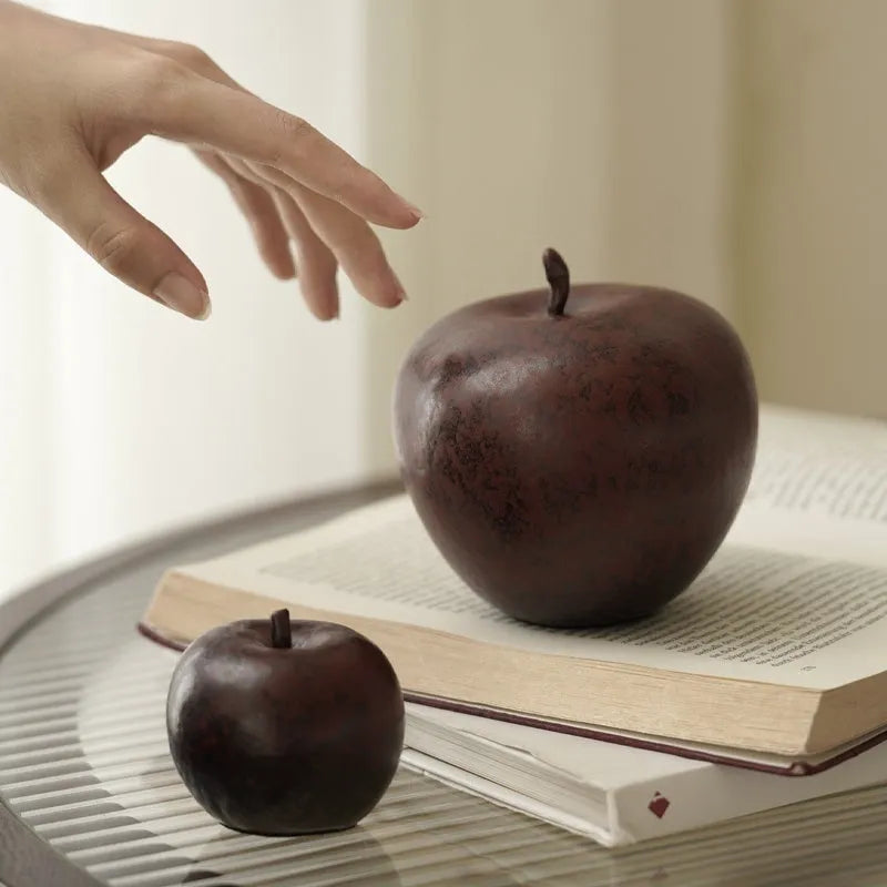 Ceramic apple desktop ornament with retro Chinese simulation design in large and small size options