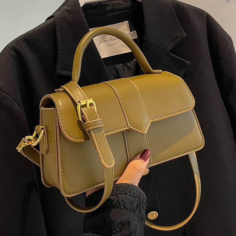 Women's horizontal square messenger bag in beige colour with sandwich pocket and file compartment