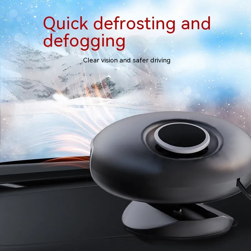 Black car warm air blower heater with power cable for vehicle window defrosting
