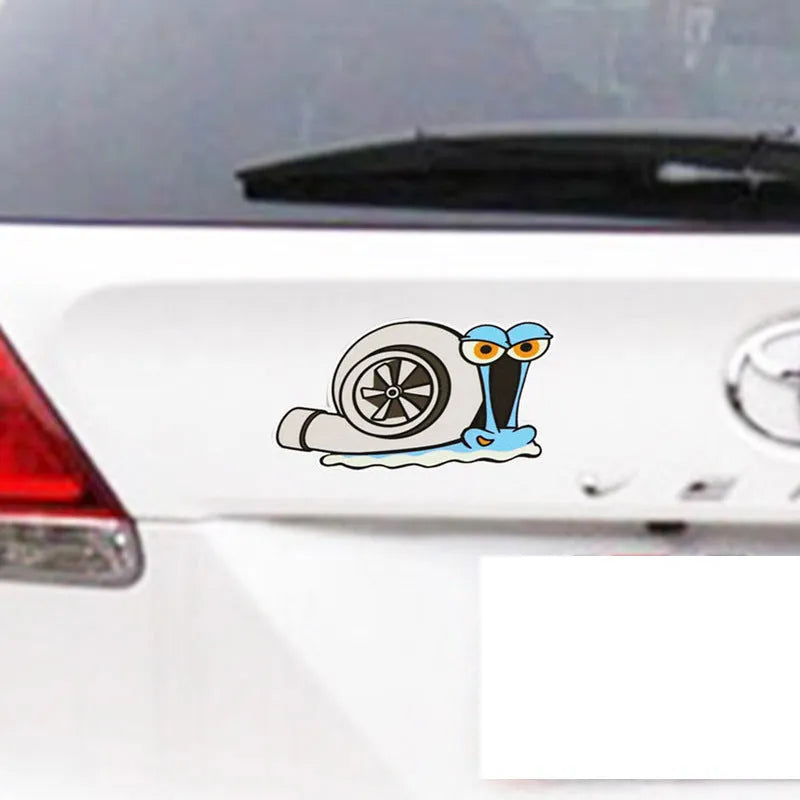 Reflective car sticker with cartoon snail design measuring 12x8cm for bumper application