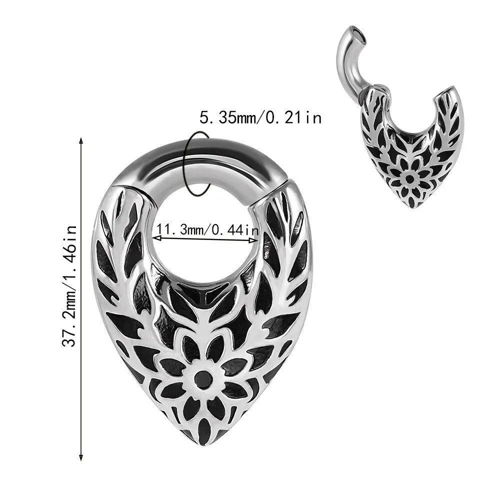 Stainless steel drop-shaped ear extender with round hanging egg totem design