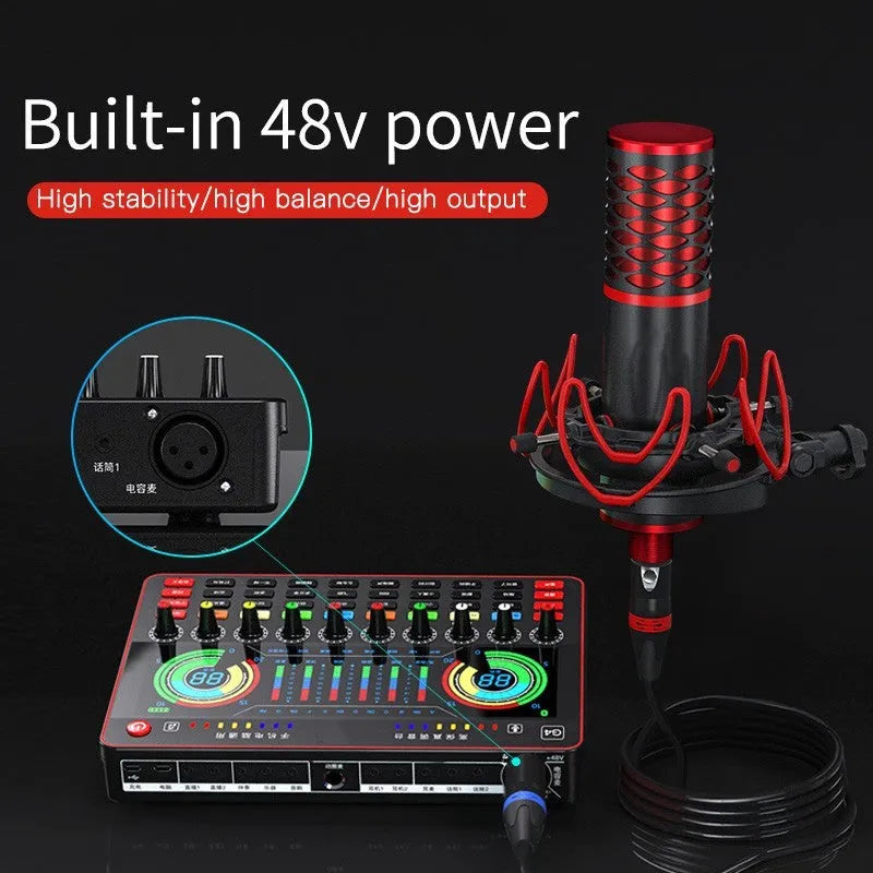 G4 professional USB sound card and capacitor microphone set with colour LCD display and remote control.