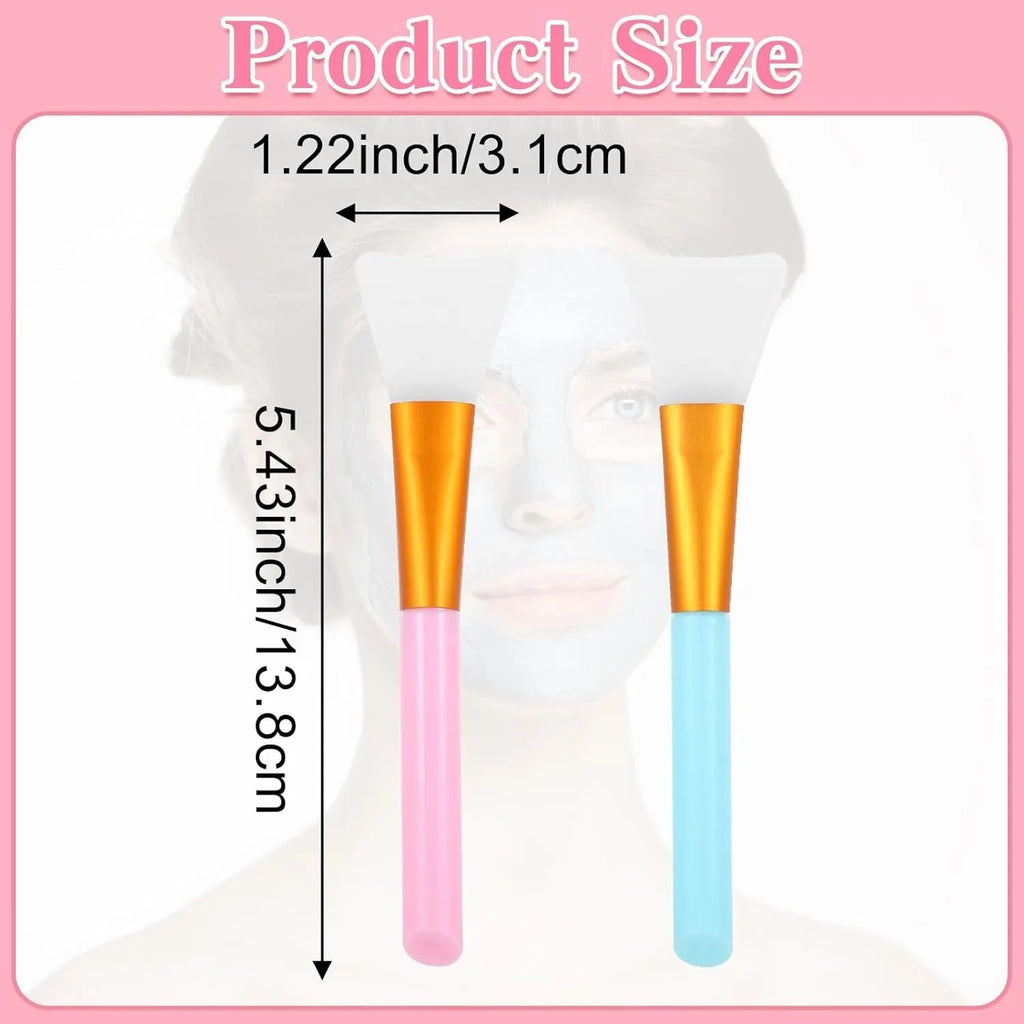 Reusable silicone face mask applicator spatula in one of six colours: black, blue, pink, rose red, white, or yellow.