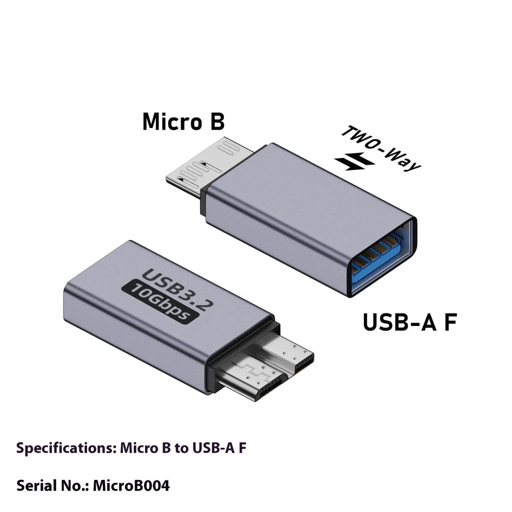 Set of four Micro B to USB and Type-C adapter converters for data transfer and charging.