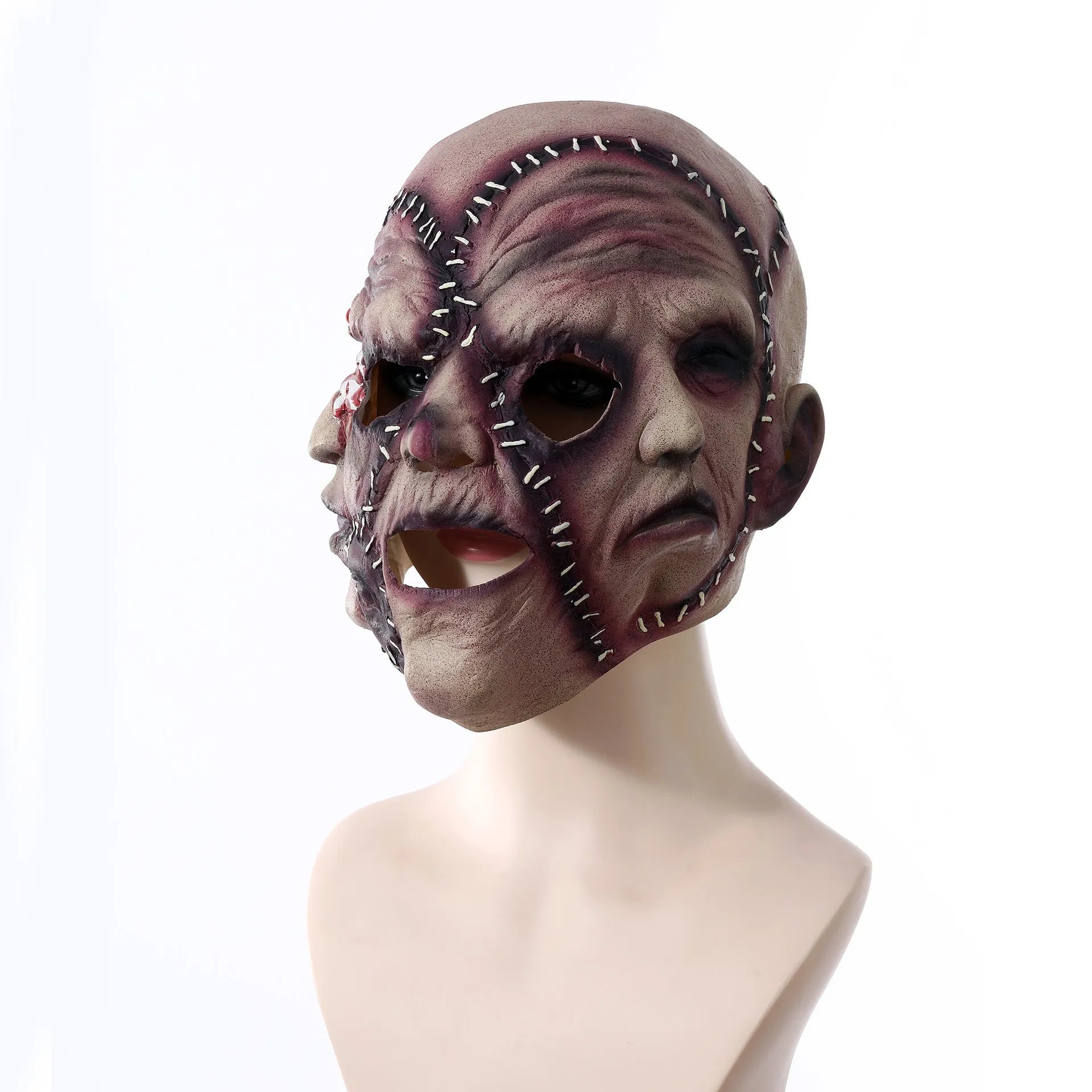 Three-sided grimace horror mask made from natural latex plastic for Halloween and costume parties