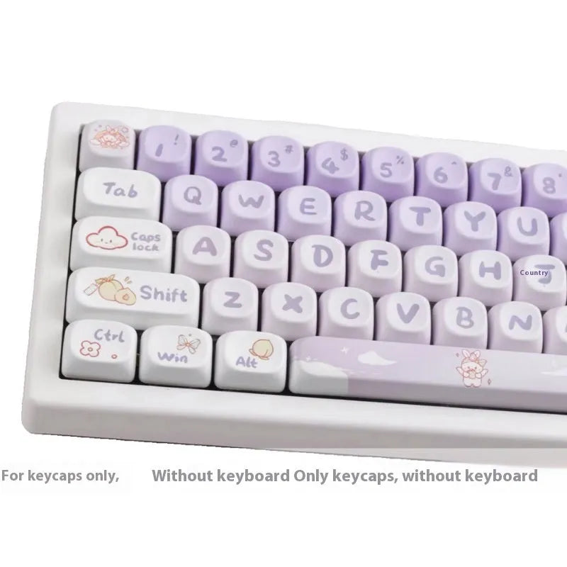 Purple gradient mechanical keyboard keycap set with rabbit design theme
