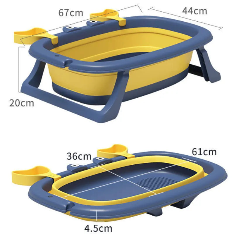 Blue portable foldable pet bathing tub for small cats and dogs.
