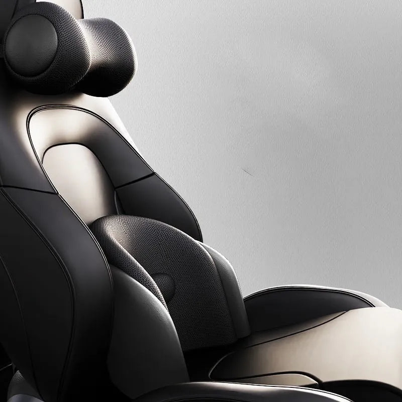 Car massage cushion with memory cotton construction for headrest and lumbar support on car seat