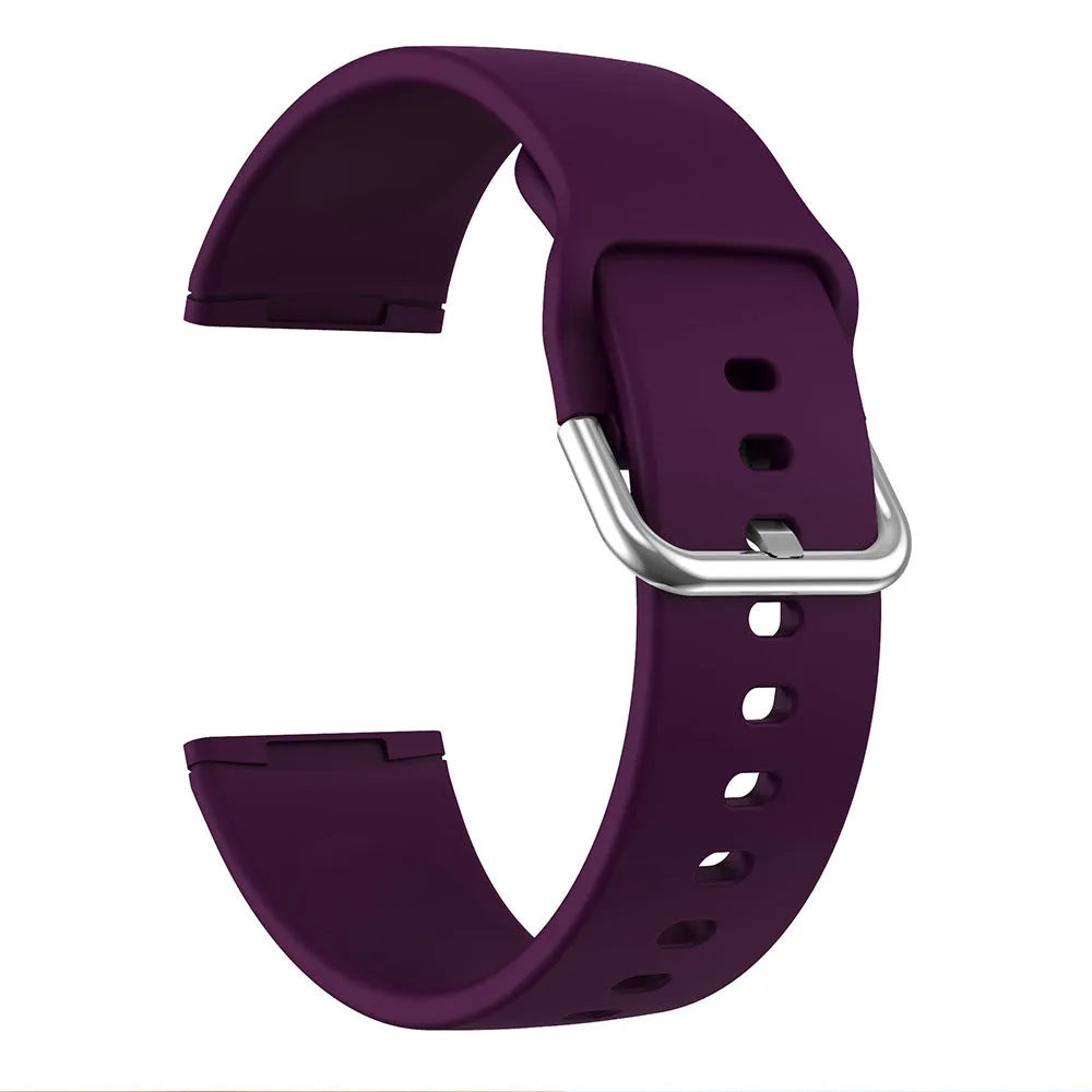 Solid colour silicone strap with silver buckle for Fitbit Versa 3 and Sense 2 smartwatches