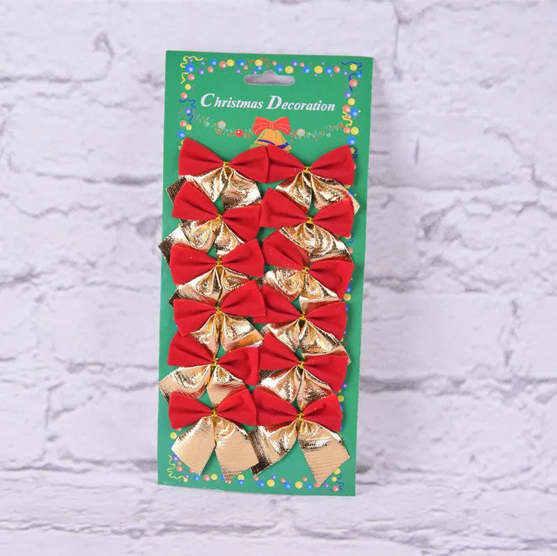 Red gold silver polyester Christmas tree ornament decoration bow measuring 5 cm