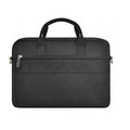 Black Oxford cloth laptop backpack with multiple organisational pockets and lock feature