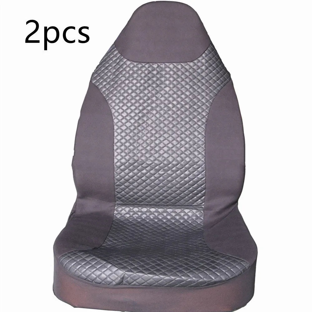 Black quilted PU and polyester fabric universal car seat cover with plastic hooks