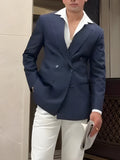 Men's striped double-breasted blazer in regular fit polyester construction