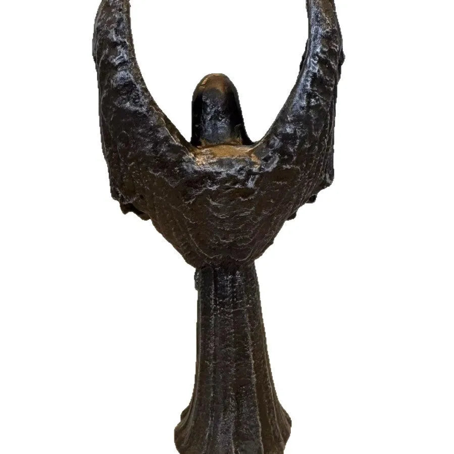 Dark Angel resin statue ornament measuring 6.5cm by 5cm by 17cm tall for gothic décor