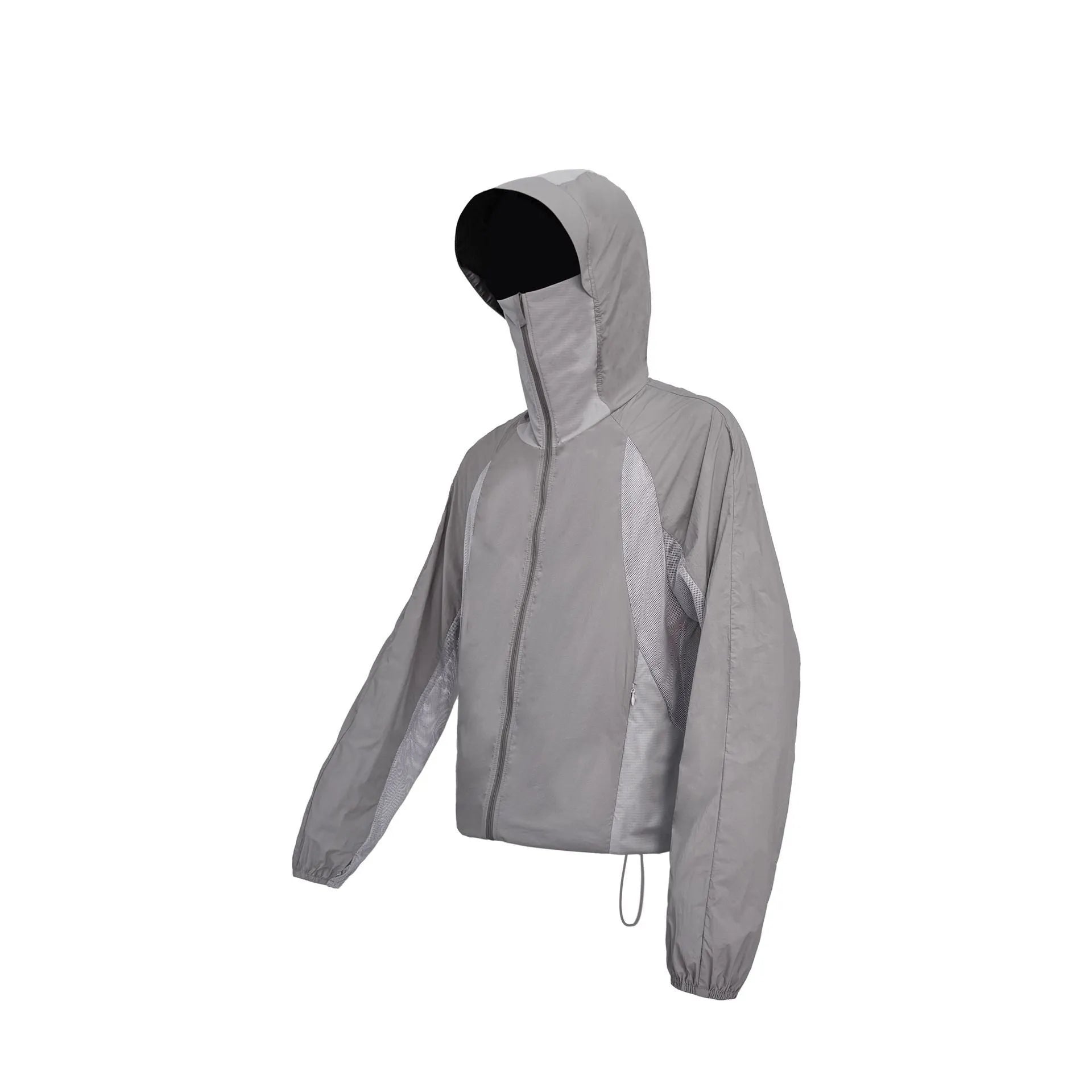 Mesh stitching sun protective nylon top shown in desert brown colour on a hanger.