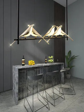 Modern simple iron chandelier in aluminium alloy with adjustable height for living room and hall lighting