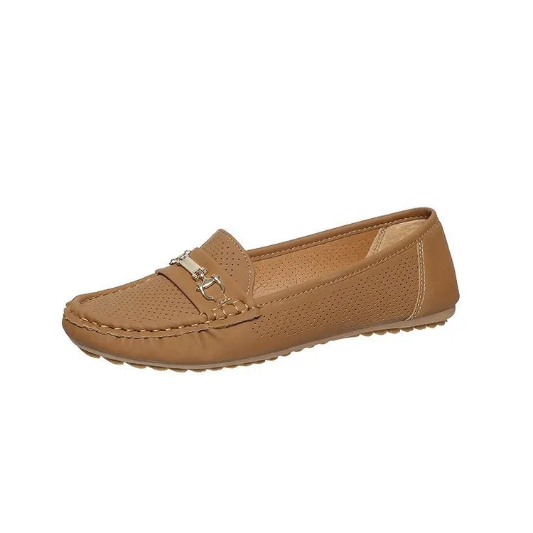 Women's flat casual shoes in artificial PU available in black, white and khaki colours