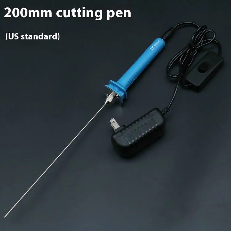 Blue electric heating cutter with plastic handle for cutting foam polystyrene and pearl cotton boards