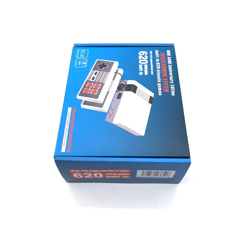 NES 8-bit retro game console with two controllers on white background