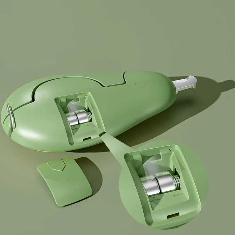 Professional pet nail clipper with LED safety light for trimming small dog and cat claws, shown in green colour.