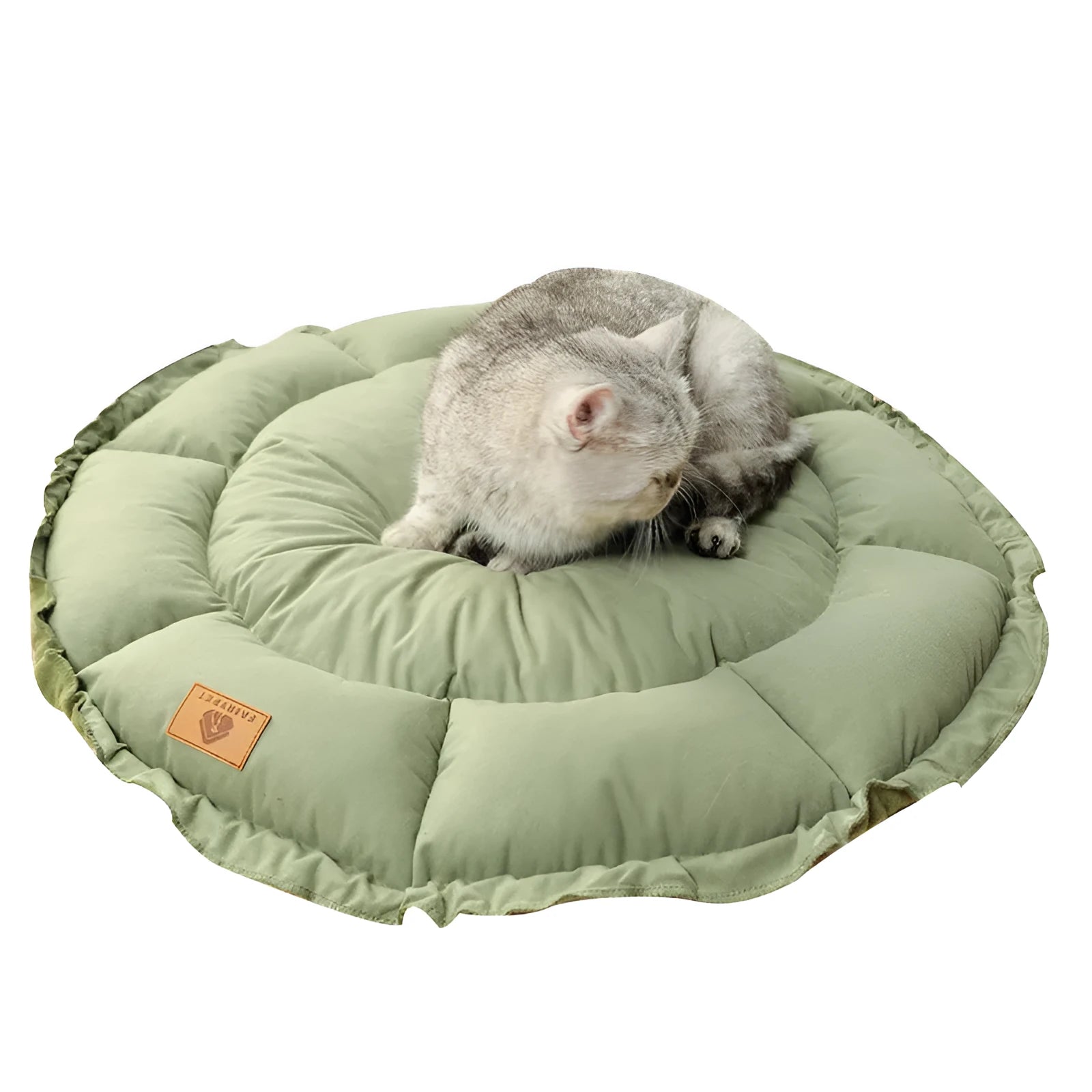 Grey reversible donut cat bed with removable cushion for indoor pets