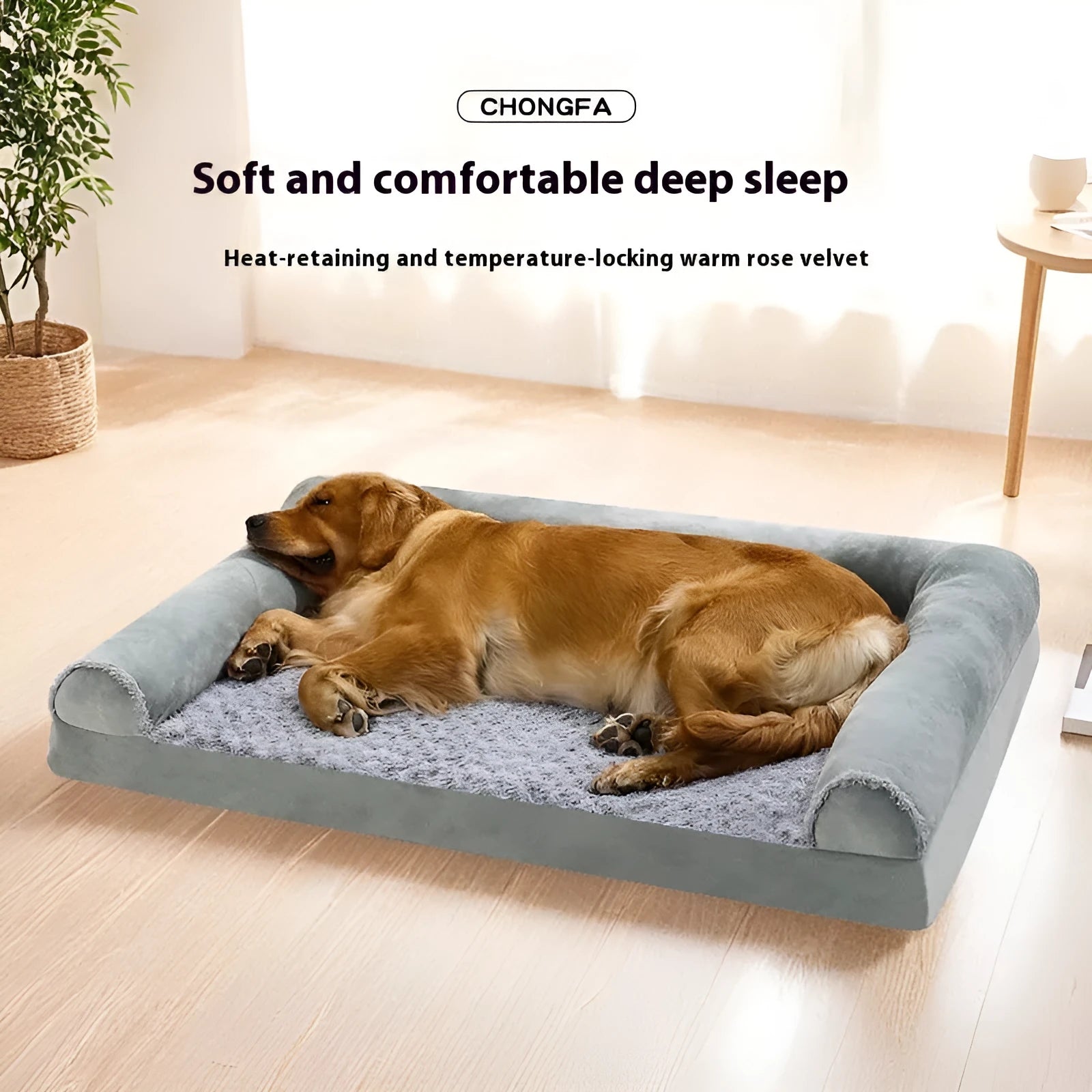 Light grey cloth dog kennel for large dogs showing enclosed design and size scale.
