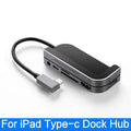 Silver aluminium USB-C docking station for iPad Pro with multiple connectivity ports