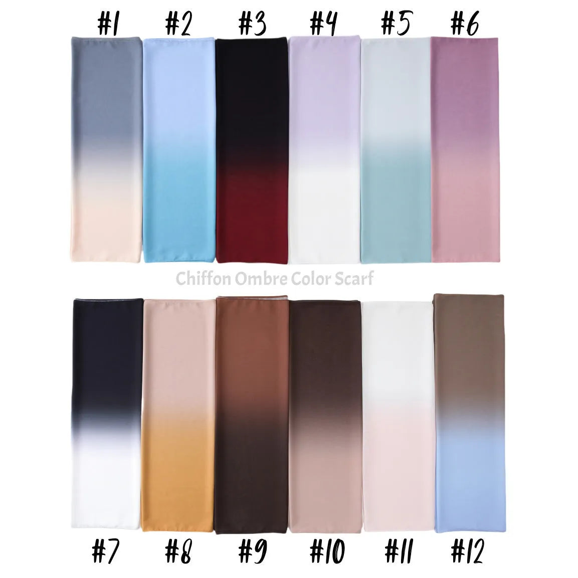Women's bubble towel texture summer scarf in polyester chiffon showing colour options and 175cm length