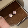 Chinese retro style chalcedony stud earrings with round egg surface design in three colours