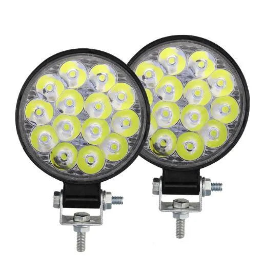 White 42W round car LED work light with aluminium housing for off-road and marine use