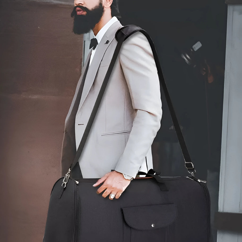Folding travel duffel bag in dark blue Oxford cloth with 36-55L capacity