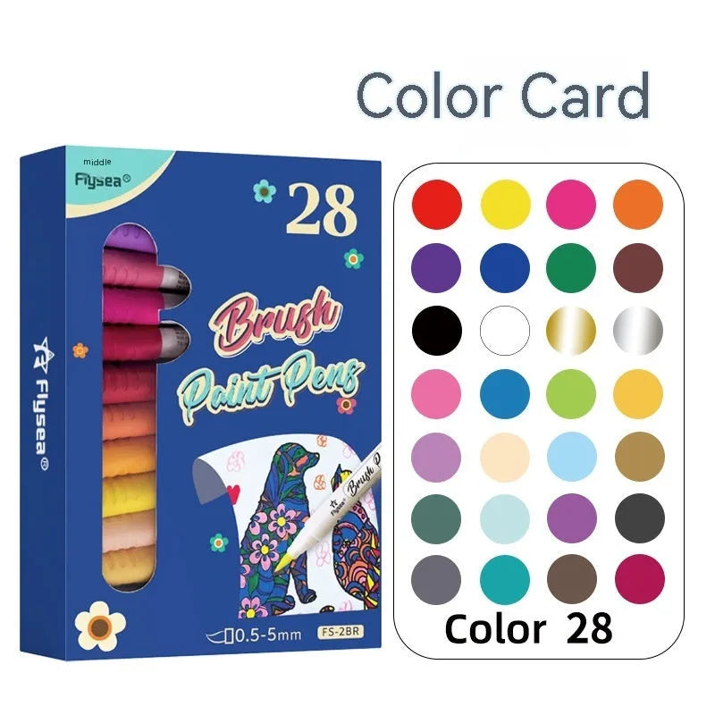 Soft head gouache pen set for hand account painting and greeting card art with pressure-free acrylic tips