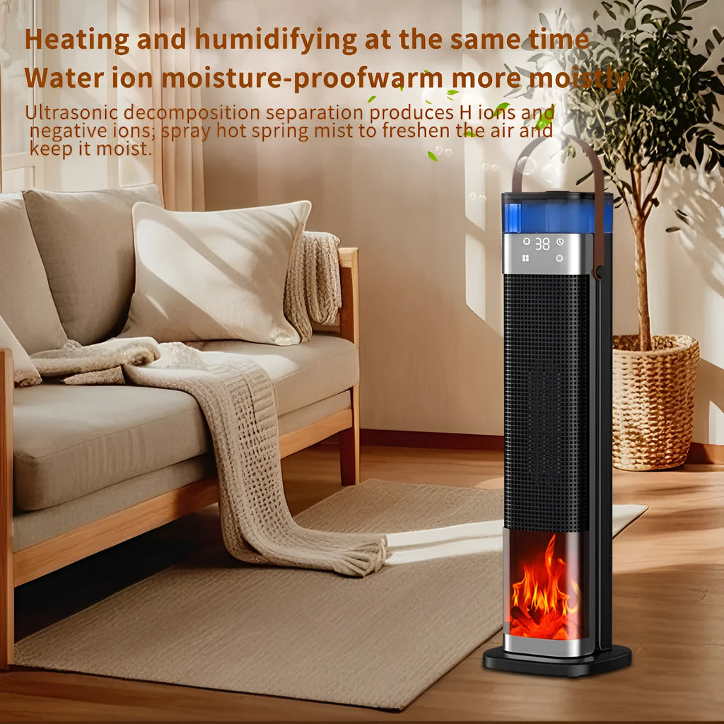 Vertical intelligent heater with humidification and voice control, dimensions 16x16x52.6cm