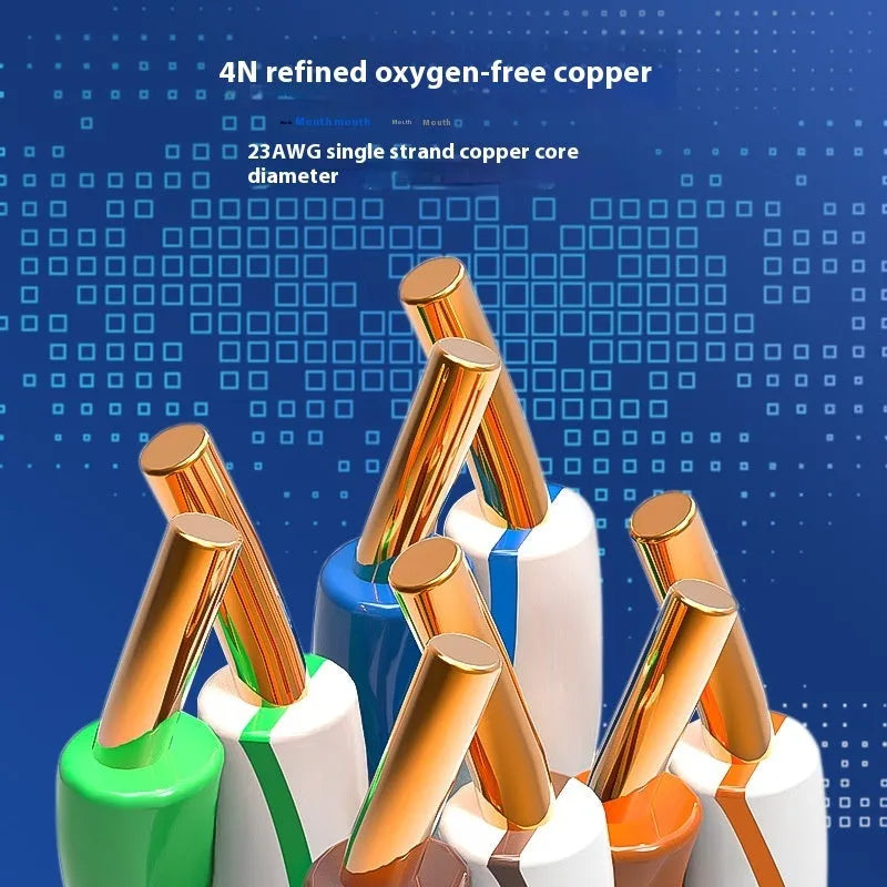 305 metre box of blue Cat6 oxygen-free copper network cable with gigabit and 10GB/S speed labelling