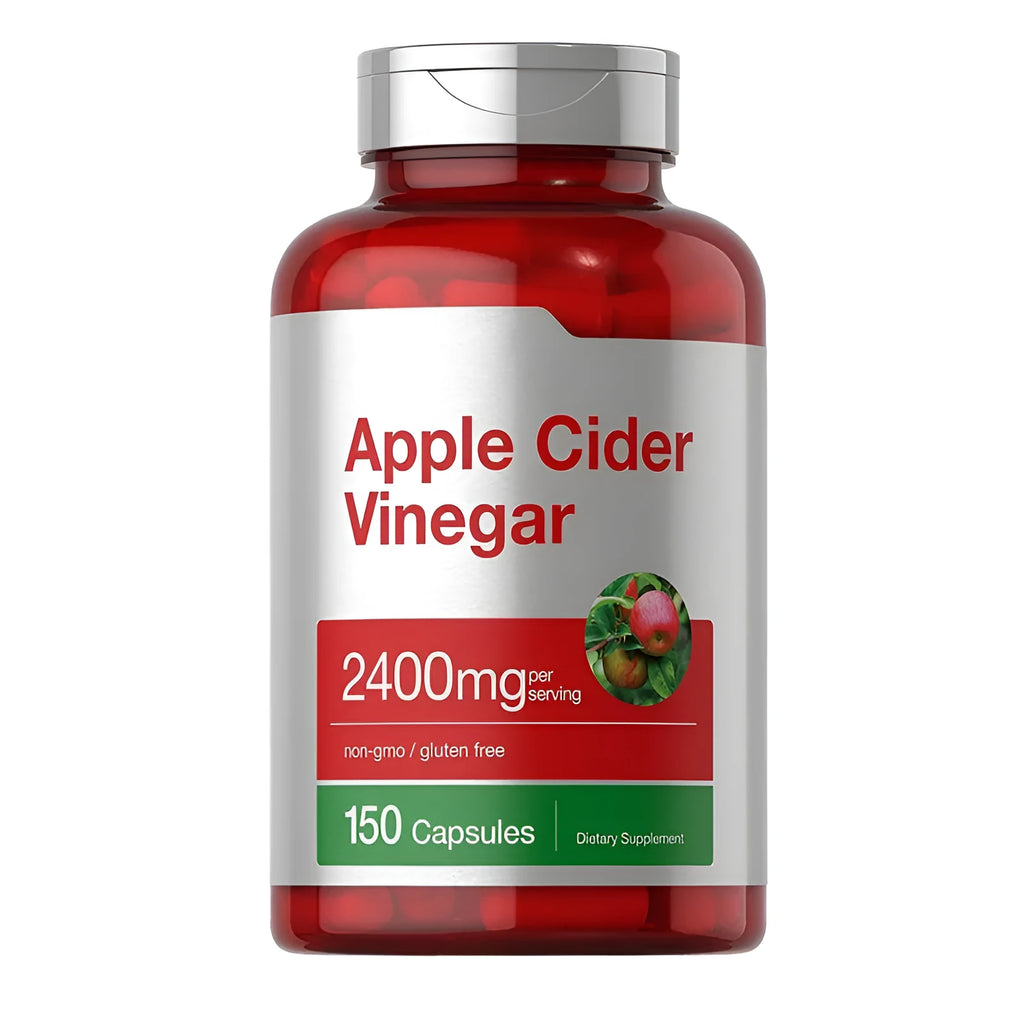 Bottle of apple vinegar capsules containing 150 tablets for digestive and general wellness support
