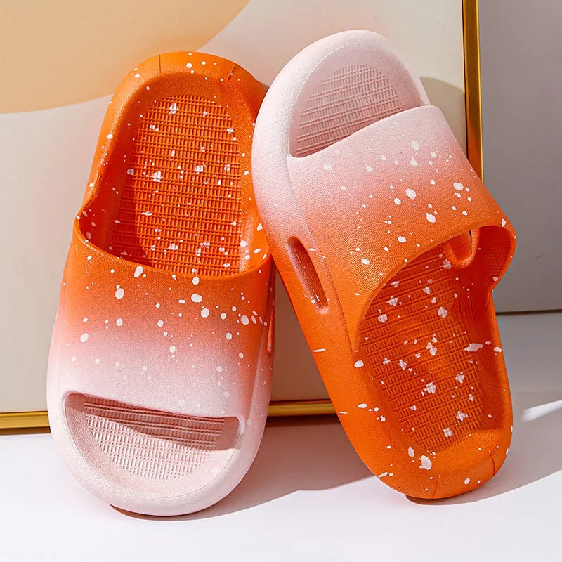 Children's gradient colour PVC slippers with non-slip sole showing European and American styling