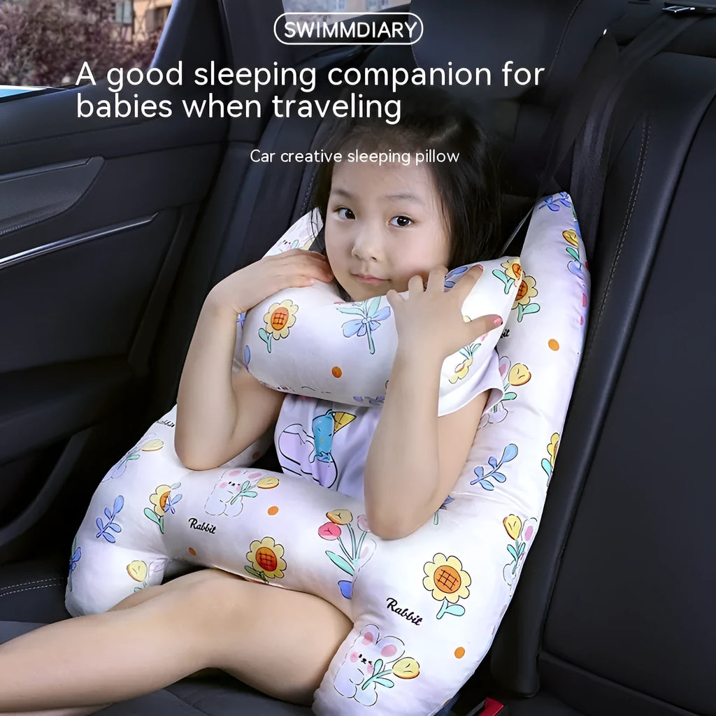 55x70cm car pillow with U-shaped design for headrest mounting and neck support