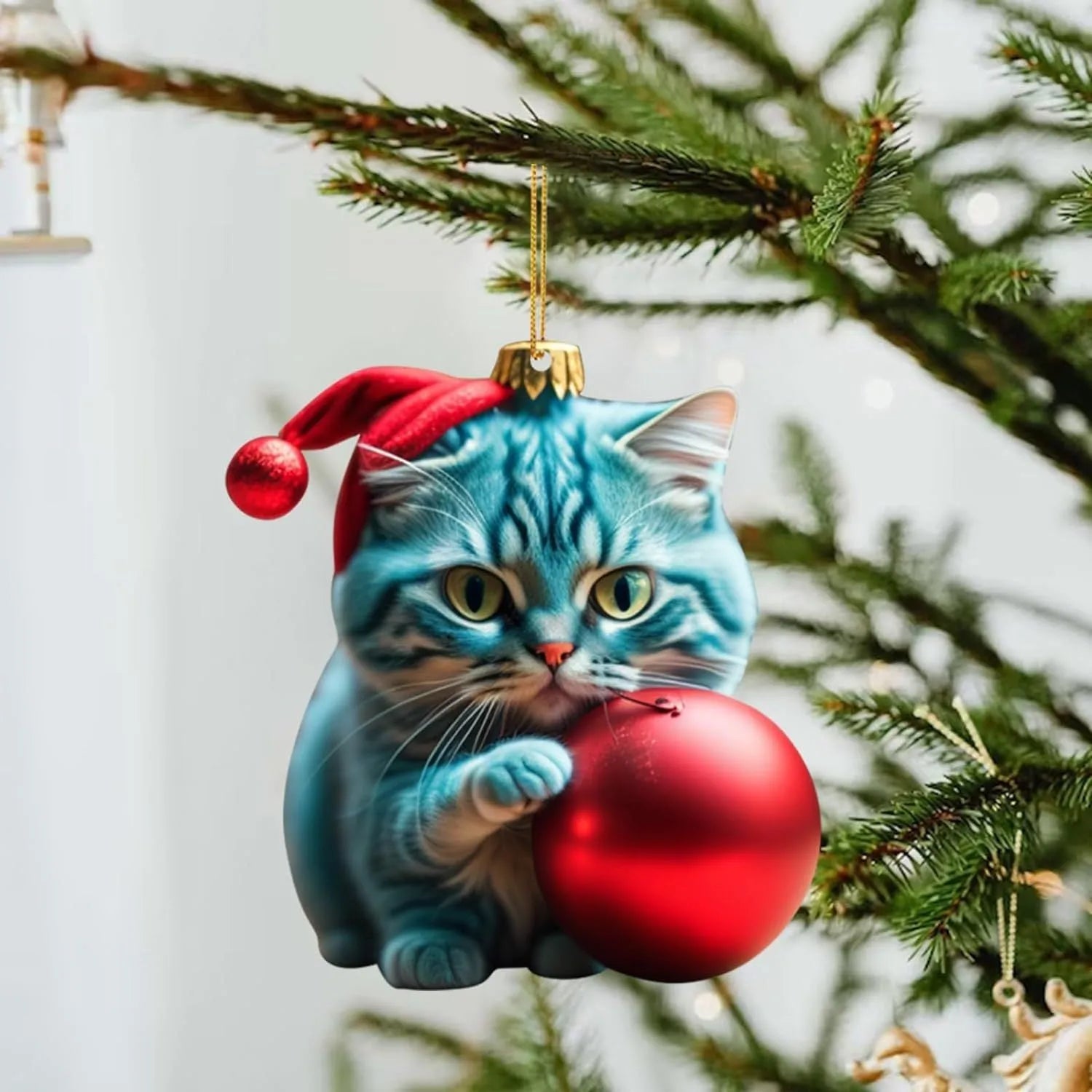 Christmas kitty cat acrylic car hanging ornament for interior decoration