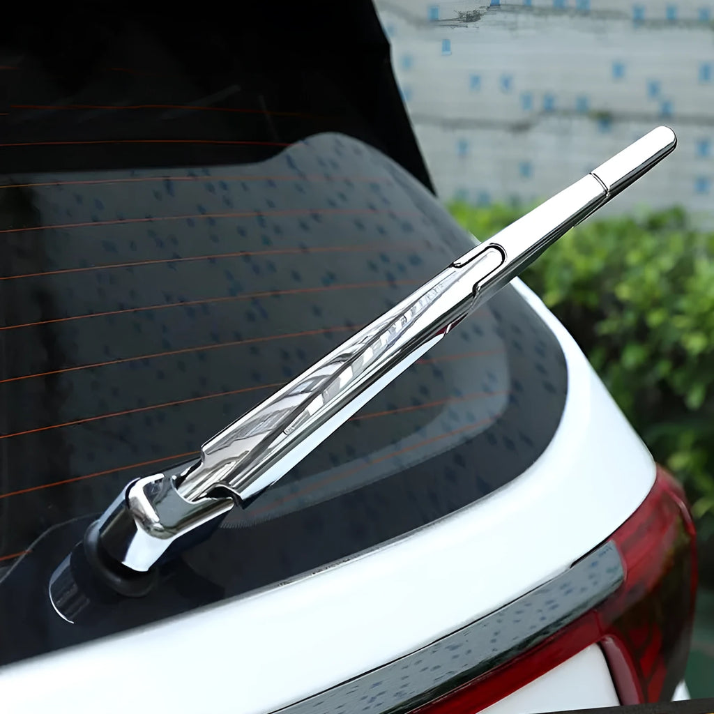 Set of four silvery ABS plastic rear window wiper cover trims for a 2010 Hyundai car.