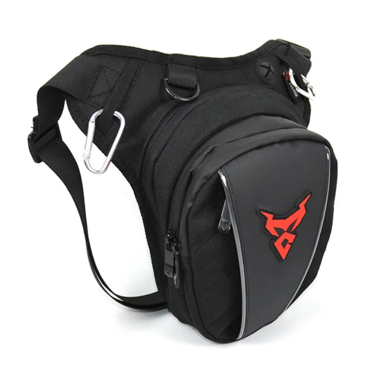 Motorcycle leg bag in 1200D Oxford cloth with crossbody shoulder waist attachment options