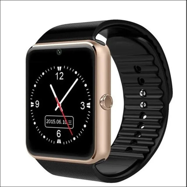 Black smart watch with a 1.54-inch touch screen and a black silicone strap on a wrist.