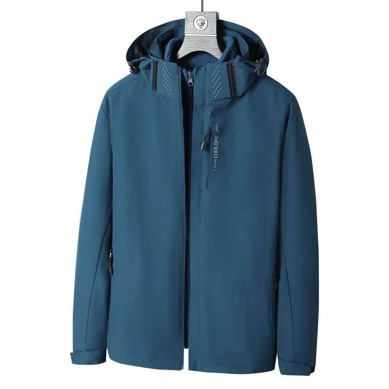 Three-in-one removable mountaineering suit in fluorescent colour with waterproof breathable construction