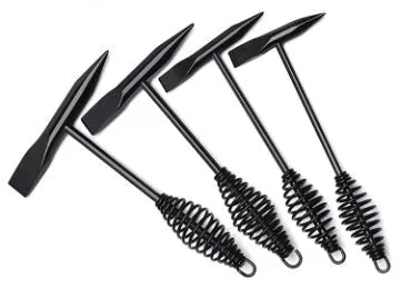 Welding slag removal hammer with spring handle in four weight options for metalworking