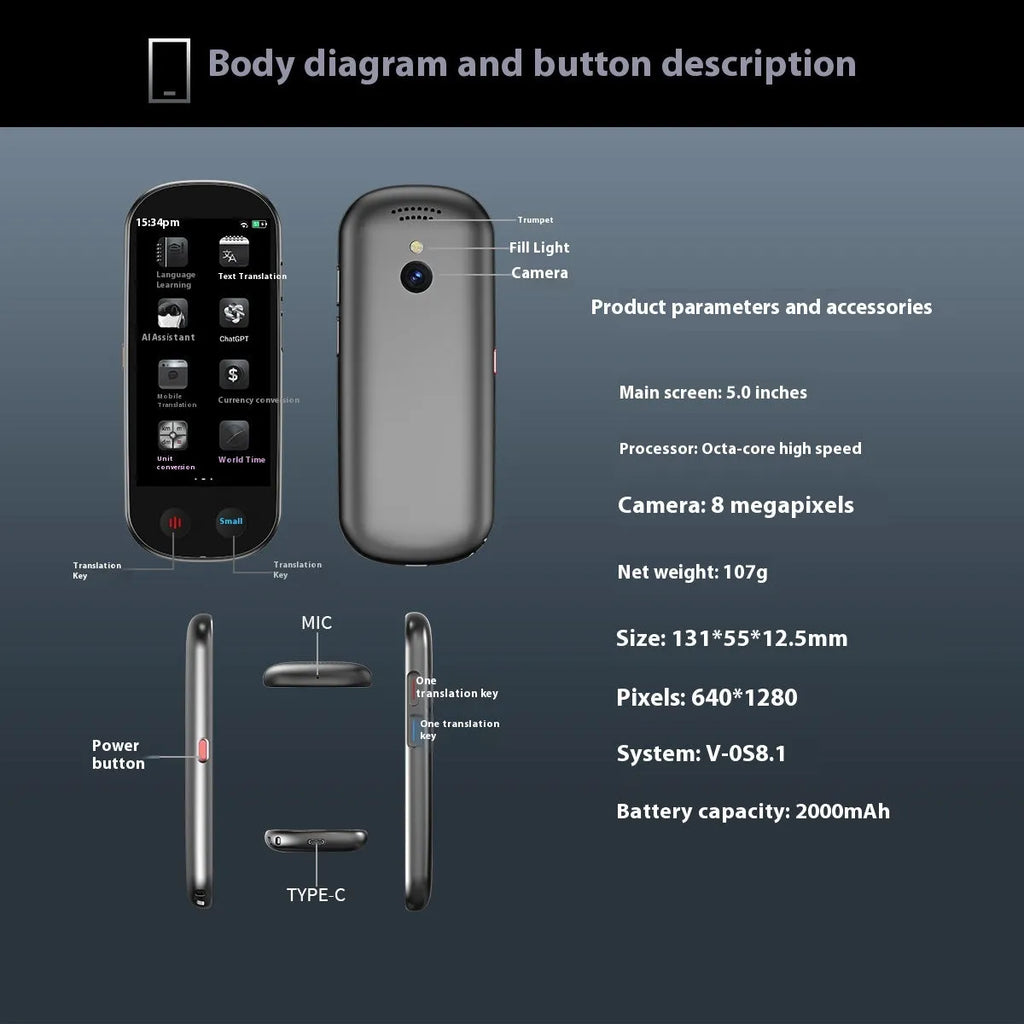 Black multi-language simultaneous interpretation translator device for business use